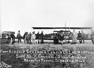 Cromwell Dixon prepares to return to Helena after his historic flight across the Continental Divide. Photo courtesy of the Montana Historical Society.